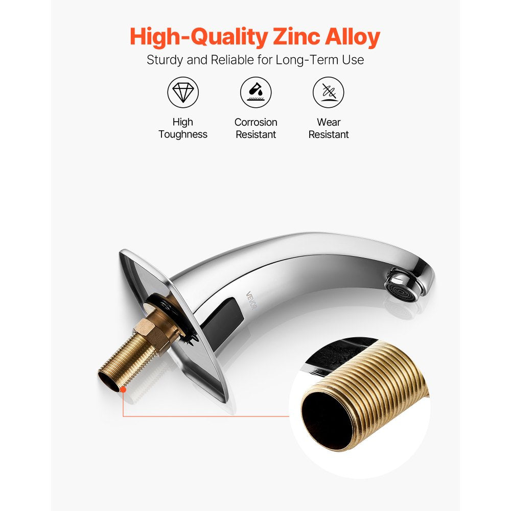 Touchless Bathroom Sink Faucet, Automatic Motion Sensor Restroom Toilet Faucet Cold Water with Hole Cover Plate, Battery