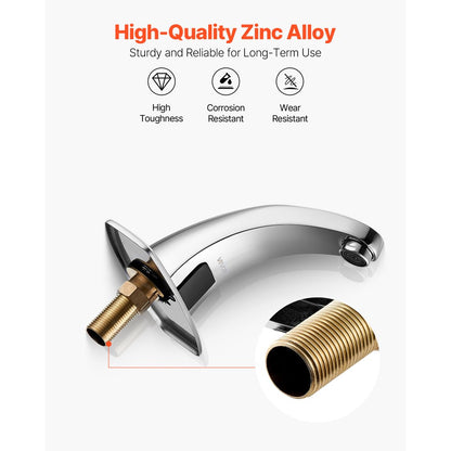 Touchless Bathroom Sink Faucet, Automatic Motion Sensor Restroom Toilet Faucet Cold Water with Hole Cover Plate, Battery