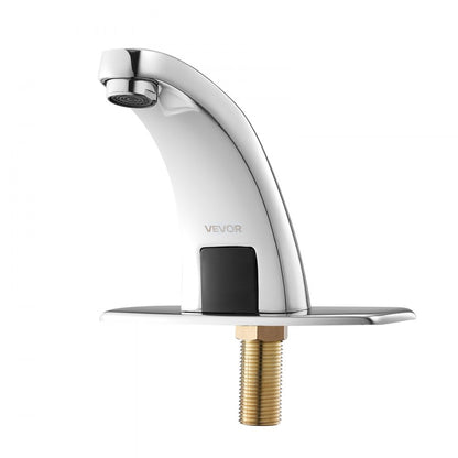 Touchless Bathroom Sink Faucet, Automatic Motion Sensor Restroom Toilet Faucet Cold Water with Hole Cover Plate, Battery