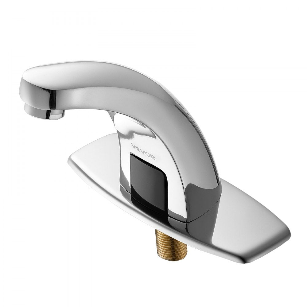Touchless Bathroom Sink Faucet, Automatic Motion Sensor Restroom Toilet Faucet Cold Water with Hole Cover Plate, Battery