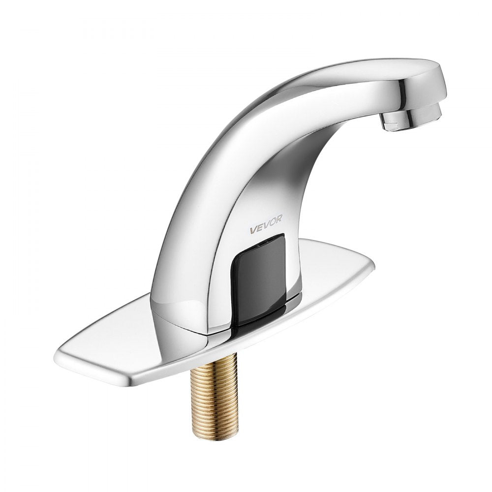 Touchless Bathroom Sink Faucet, Automatic Motion Sensor Restroom Toilet Faucet Cold Water with Hole Cover Plate, Battery