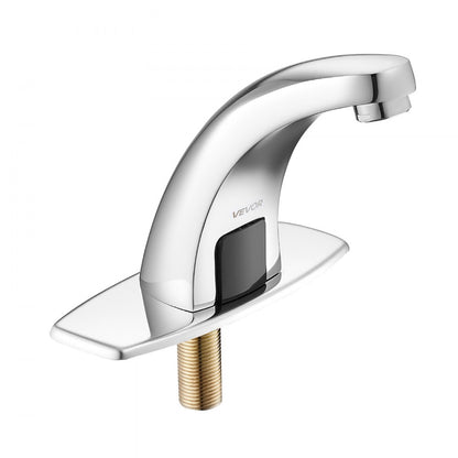 Touchless Bathroom Sink Faucet, Automatic Motion Sensor Restroom Toilet Faucet Cold Water with Hole Cover Plate, Battery