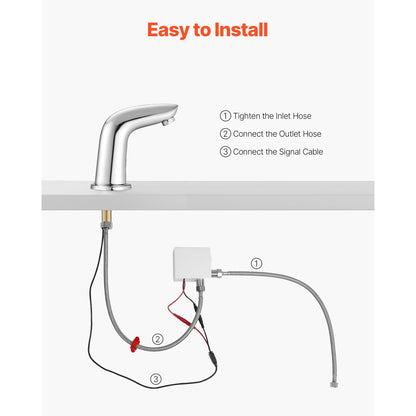Touchless Bathroom Sink Faucet, Automatic Motion Sensor Restroom Toilet Faucet Cold Water with Hole Cover Plate, Battery