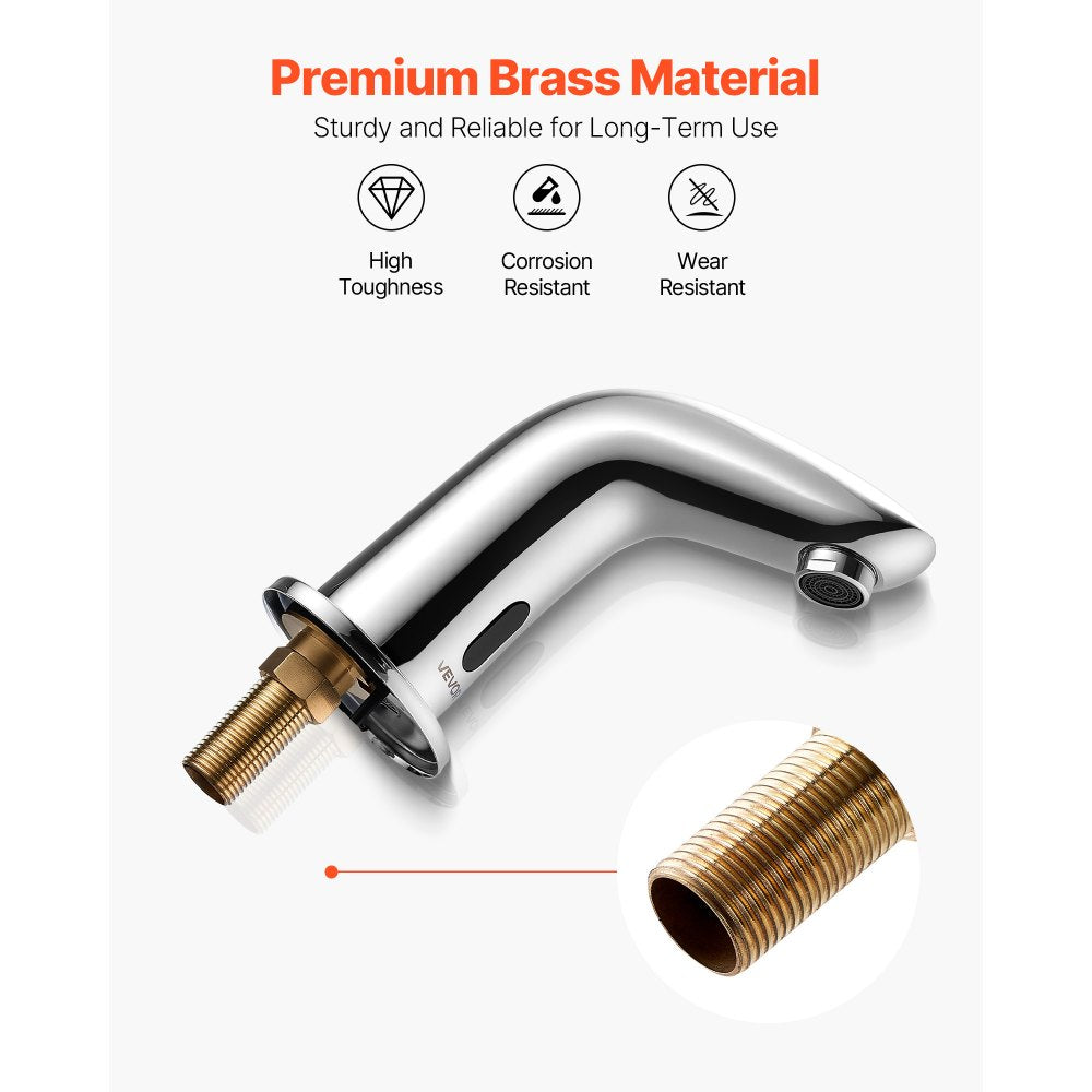 Touchless Bathroom Sink Faucet, Automatic Motion Sensor Restroom Toilet Faucet Cold Water with Hole Cover Plate, Battery