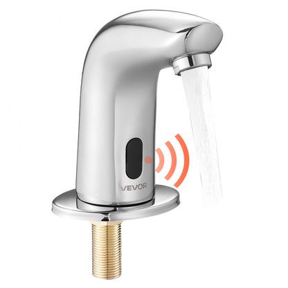 Touchless Bathroom Sink Faucet, Automatic Motion Sensor Restroom Toilet Faucet Cold Water with Hole Cover Plate, Battery