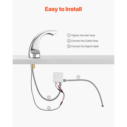 Touchless Bathroom Sink Faucet, Automatic Motion Sensor Restroom Toilet Faucet Cold Water with Hole Cover Plate, Battery
