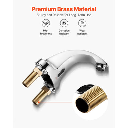 Touchless Bathroom Sink Faucet, Automatic Motion Sensor Restroom Toilet Faucet Cold Water with Hole Cover Plate, Battery
