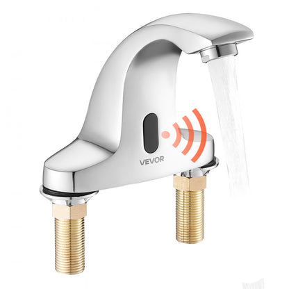 Touchless Bathroom Sink Faucet, Automatic Motion Sensor Restroom Toilet Faucet Cold Water with Hole Cover Plate, Battery