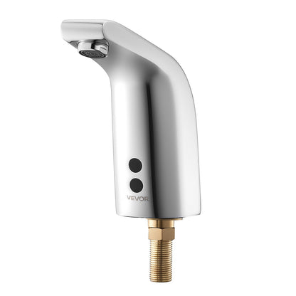 Touchless Bathroom Sink Faucet, Automatic Motion Sensor Restroom Toilet Faucet Cold Water with Single Hole, Battery Operated for 14.3mm Pipe Commercial Lavatory,Chrome Plated Silver