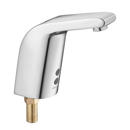 Touchless Bathroom Sink Faucet, Automatic Motion Sensor Restroom Toilet Faucet Cold Water with Single Hole, Battery Operated for 14.3mm Pipe Commercial Lavatory,Chrome Plated Silver