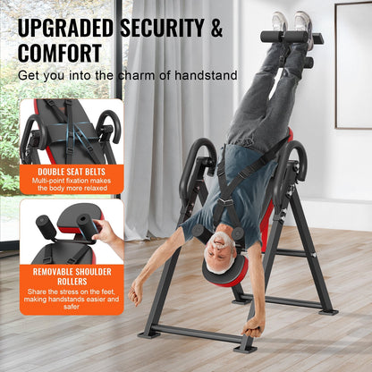 Foldable Inversion Table for Strength Training, Adjustable Height 1.5-1.9m, 136kg Capacity