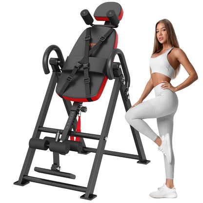 Foldable Inversion Table for Strength Training, Adjustable Height 1.5-1.9m, 136kg Capacity