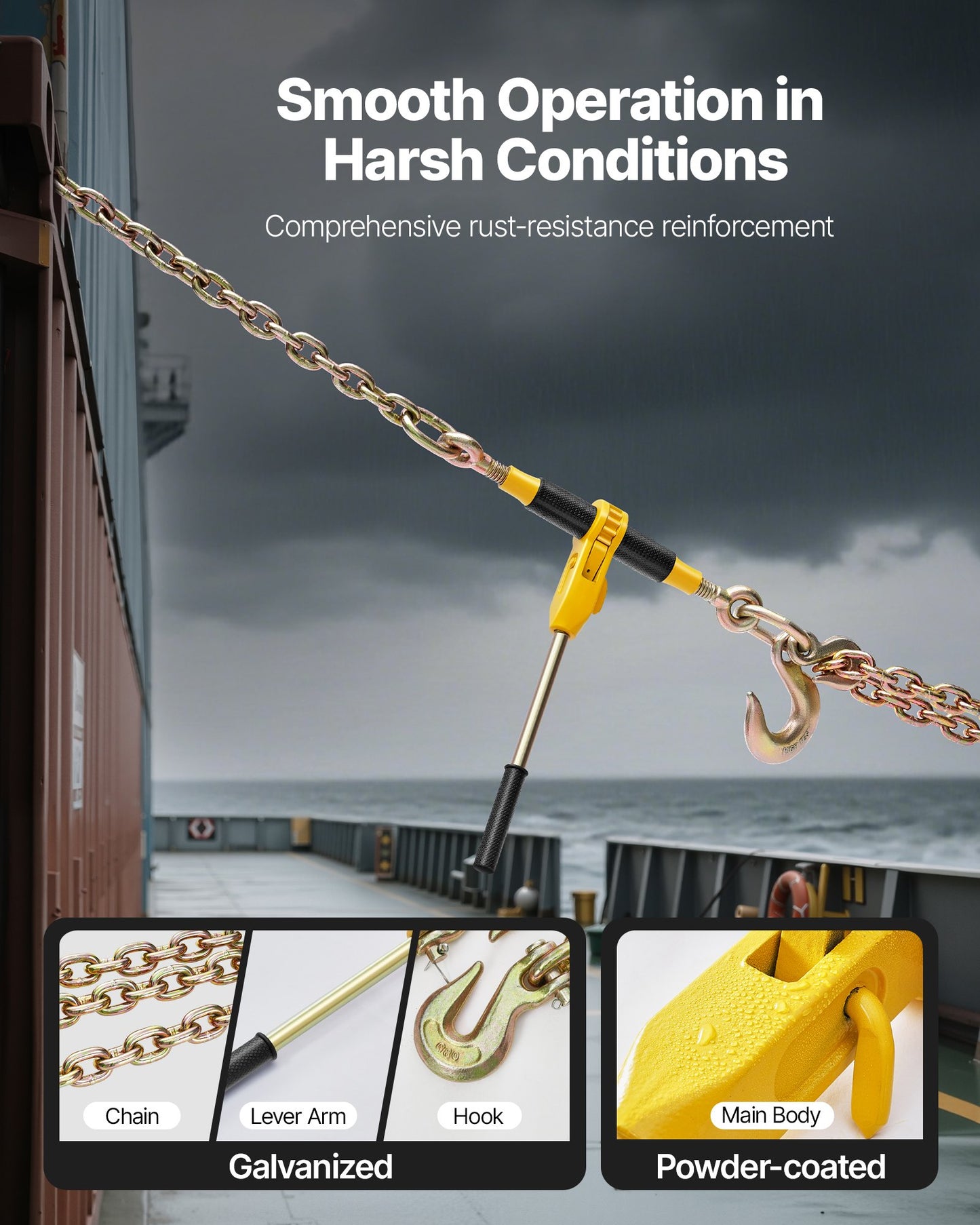 Ratchet Chain Binder, 4173 kg Working Load, Chain Binders Compatible with 10-12.7 mm Chains, Heavy Duty Ratchet Load Binder with Handles for Truck, Tie Down, Hauling, Towing, Logging