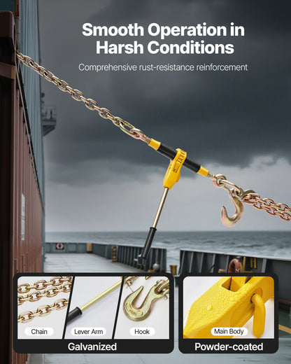 Ratchet Chain Binder, 4173 kg Working Load, Chain Binders Compatible with 10-12.7 mm Chains, Heavy Duty Ratchet Load Binder with Handles for Truck, Tie Down, Hauling, Towing, Logging