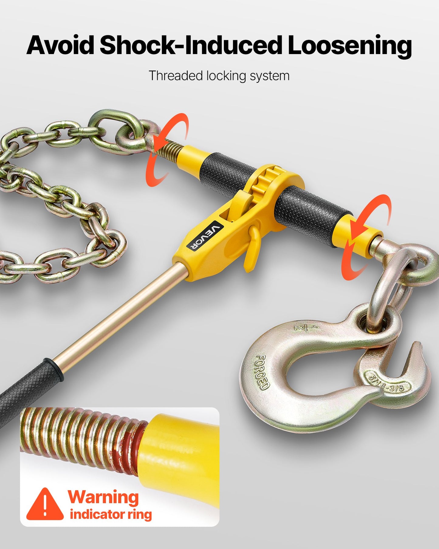 Ratchet Chain Binder, 4173 kg Working Load, Chain Binders Compatible with 10-12.7 mm Chains, Heavy Duty Ratchet Load Binder with Handles for Truck, Tie Down, Hauling, Towing, Logging