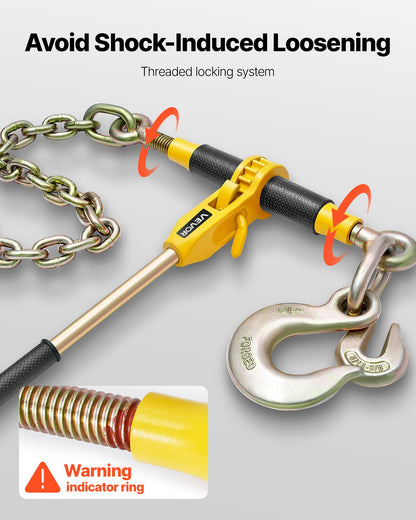 Ratchet Chain Binder, 4173 kg Working Load, Chain Binders Compatible with 10-12.7 mm Chains, Heavy Duty Ratchet Load Binder with Handles for Truck, Tie Down, Hauling, Towing, Logging
