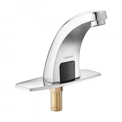 Touchless Bathroom Sink Faucet, Automatic Motion Sensor Restroom Toilet Faucet with Hole Cover Plate, Battery Operated,H