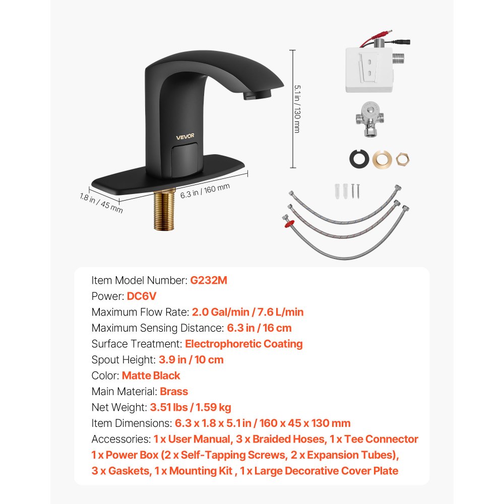 Touchless Bathroom Sink Faucet, Automatic Motion Sensor Restroom Toilet Faucet with Hole Cover Plate, Battery Operated,A