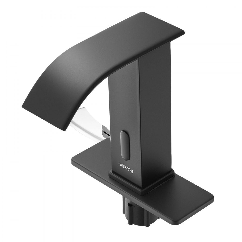 Touchless Bathroom Sink Faucet, Automatic Motion Sensor Waterfall Restroom Toilet Faucet with Hole Cover Plate, Battery 