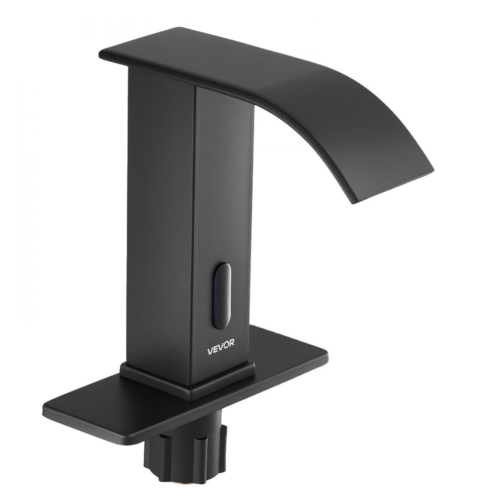 Touchless Bathroom Sink Faucet, Automatic Motion Sensor Waterfall Restroom Toilet Faucet with Hole Cover Plate, Battery 