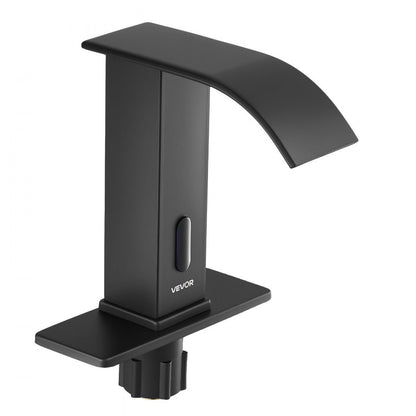 Touchless Bathroom Sink Faucet, Automatic Motion Sensor Waterfall Restroom Toilet Faucet with Hole Cover Plate, Battery 