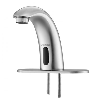 Touchless Bathroom Sink Faucet, Automatic Motion Sensor Restroom Toilet Faucet with Hole Cover Plate, Battery Operated,A