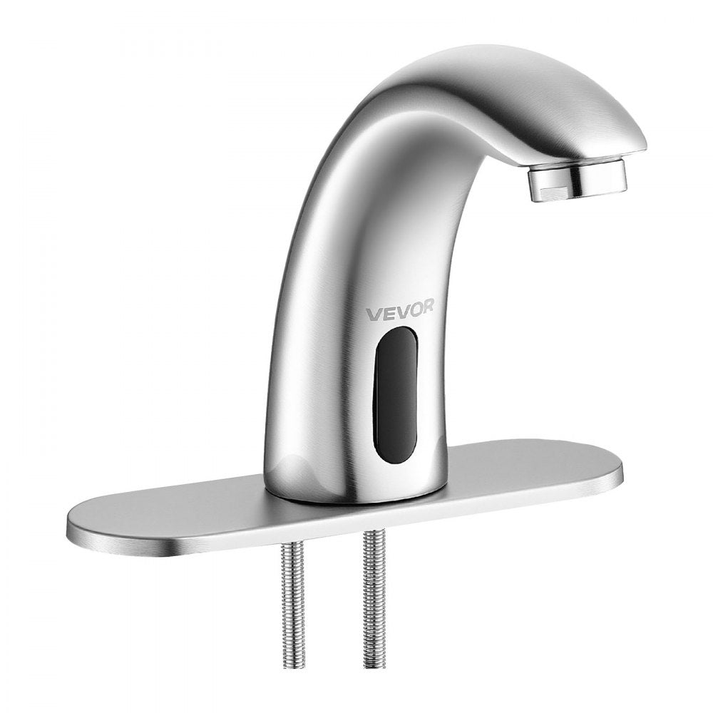 Touchless Bathroom Sink Faucet, Automatic Motion Sensor Restroom Toilet Faucet with Hole Cover Plate, Battery Operated,A