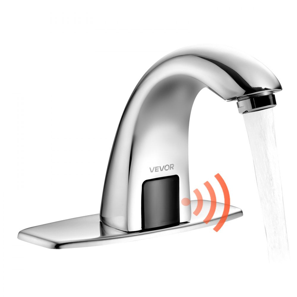 Touchless Bathroom Sink Faucet, Automatic Motion Sensor Restroom Toilet Faucet with Hole Cover Plate, Battery Operated,A