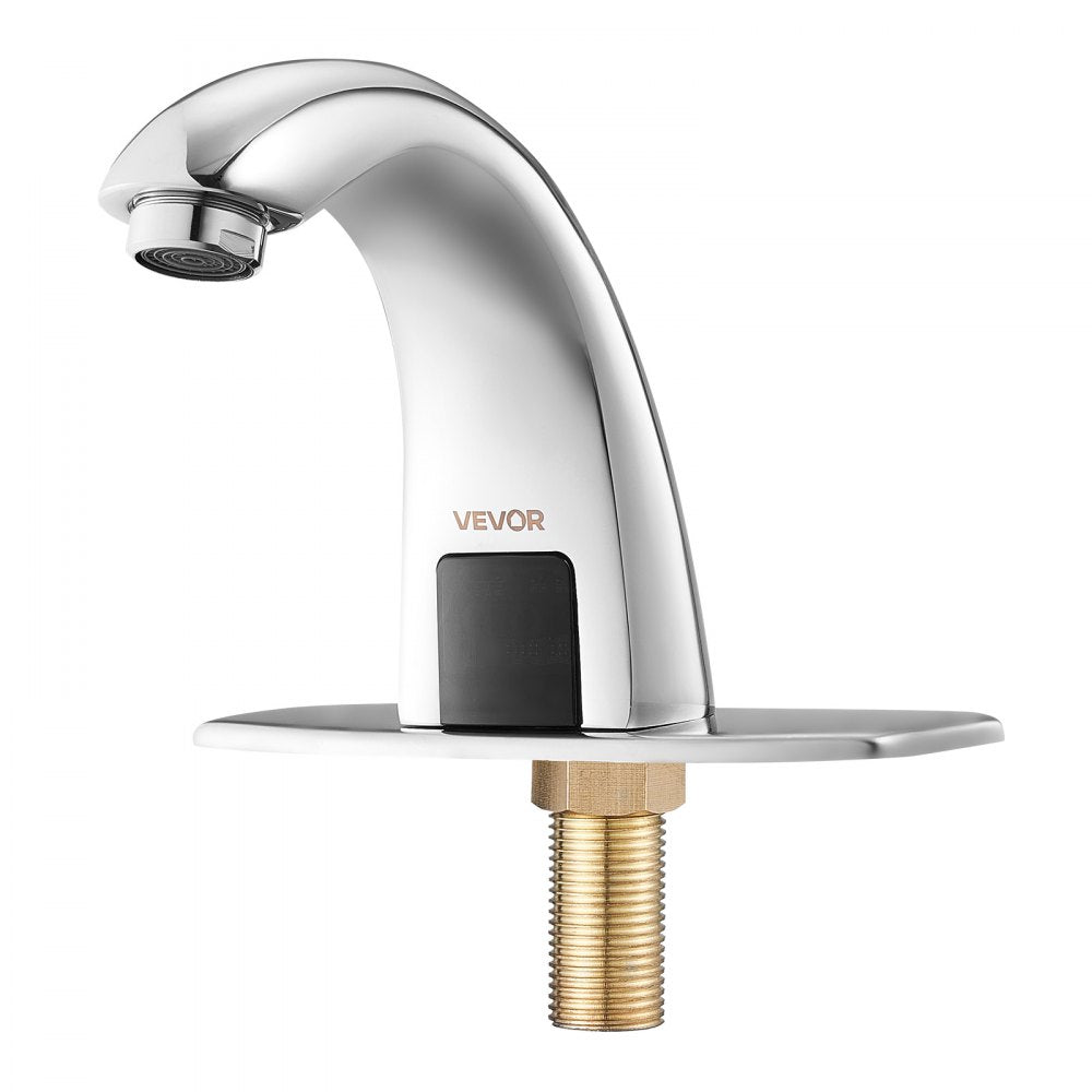 Touchless Bathroom Sink Faucet, Automatic Motion Sensor Restroom Toilet Faucet with Hole Cover Plate, Battery Operated,A