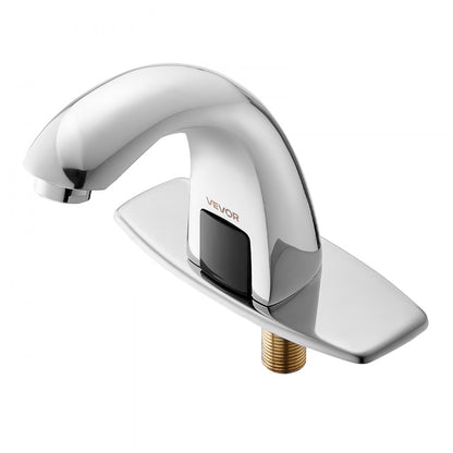 Touchless Bathroom Sink Faucet, Automatic Motion Sensor Restroom Toilet Faucet with Hole Cover Plate, Battery Operated,A