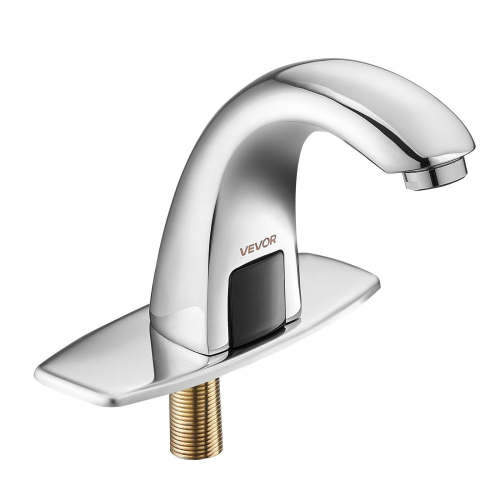 Touchless Bathroom Sink Faucet, Automatic Motion Sensor Restroom Toilet Faucet with Hole Cover Plate, Battery Operated,A