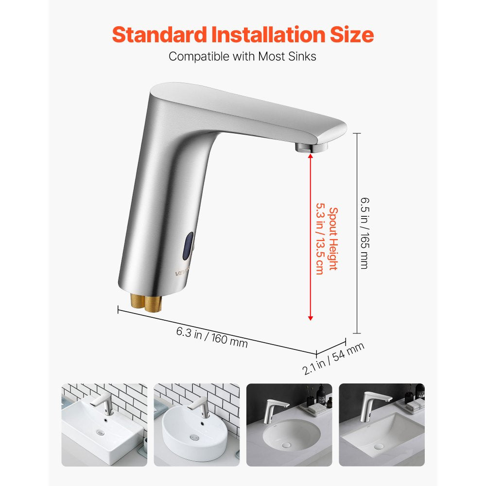Touchless Bathroom Sink Faucet, Automatic Motion Sensor Restroom Toilet Faucet, HandsFree Adjustable Cold Hot Single Han