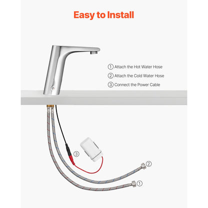Touchless Bathroom Sink Faucet, Automatic Motion Sensor Restroom Toilet Faucet, HandsFree Adjustable Cold Hot Single Han