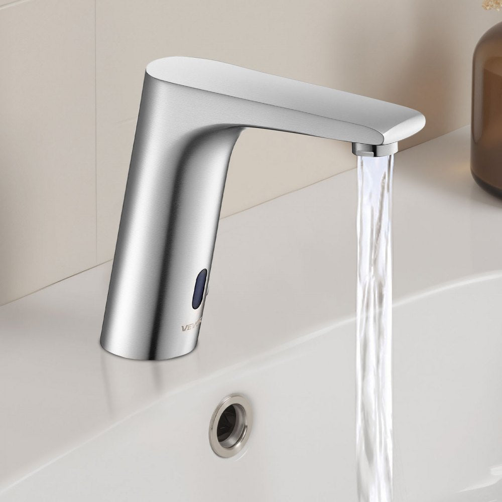 Touchless Bathroom Sink Faucet, Automatic Motion Sensor Restroom Toilet Faucet, HandsFree Adjustable Cold Hot Single Han