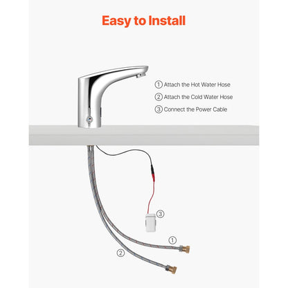 Touchless Bathroom Sink Faucet, Automatic Motion Sensor Restroom Toilet Faucet, HandsFree Adjustable Cold Hot Single Han