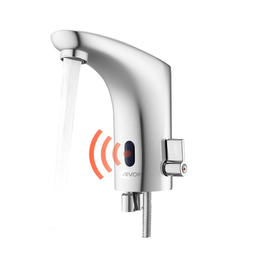 Touchless Bathroom Sink Faucet, Automatic Motion Sensor Restroom Toilet Faucet, HandsFree Adjustable Cold Hot Single Han