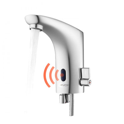 Touchless Bathroom Sink Faucet, Automatic Motion Sensor Restroom Toilet Faucet, HandsFree Adjustable Cold Hot Single Han