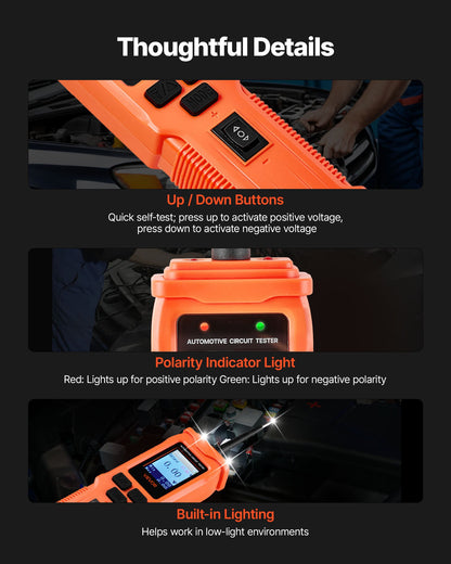Automotive Circuit Tester, 8 - 35 DCV Power Circuit Probe Tester with TFT Color Display and Lighting, Automotive Power Tester Probe with 19.7 ft / 6 m Cable, 2-in-1 Electrical Detector Finder
