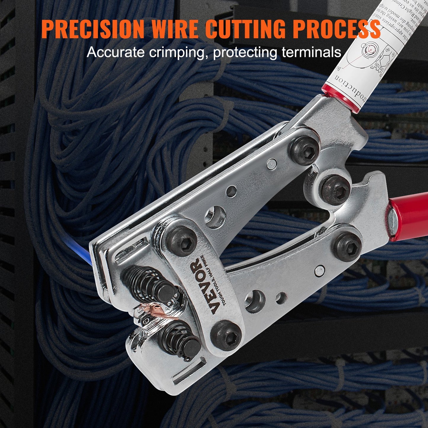 VEVOR Battery Cable Lug Crimping Tool, 10-1/0AWG with Cable Cutter and 95PCS Copper