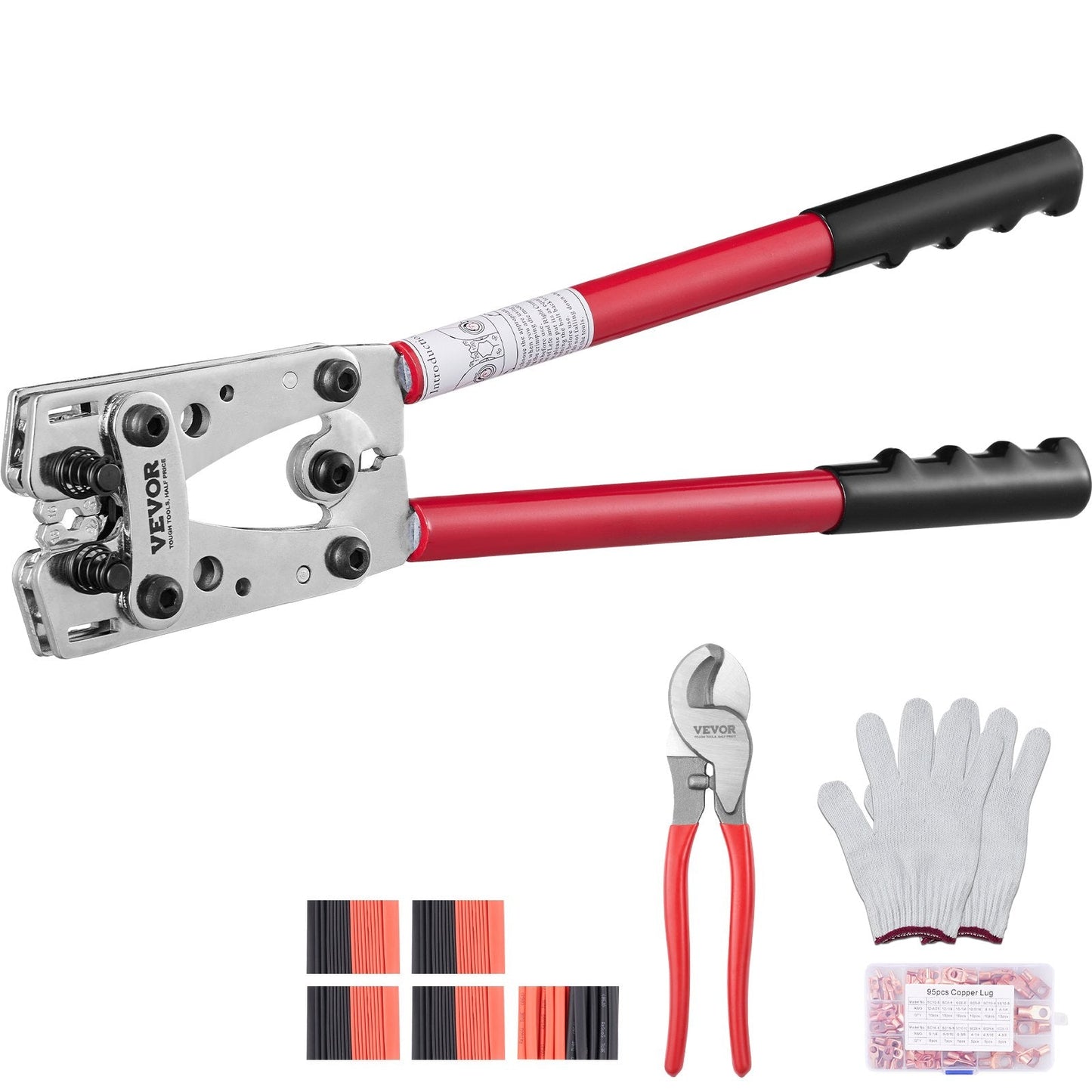 Heavy-Duty Battery Cable Crimping Tool with Cutter and Accessories, 2.38 kg