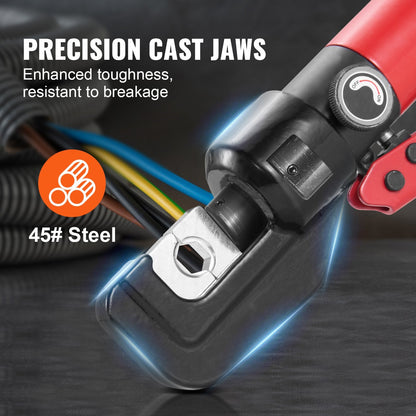 Hydraulic Crimping Tool Kit, AWG12-2/0, 3.48 kg, Steel, Rotatable Head, 9 Dies