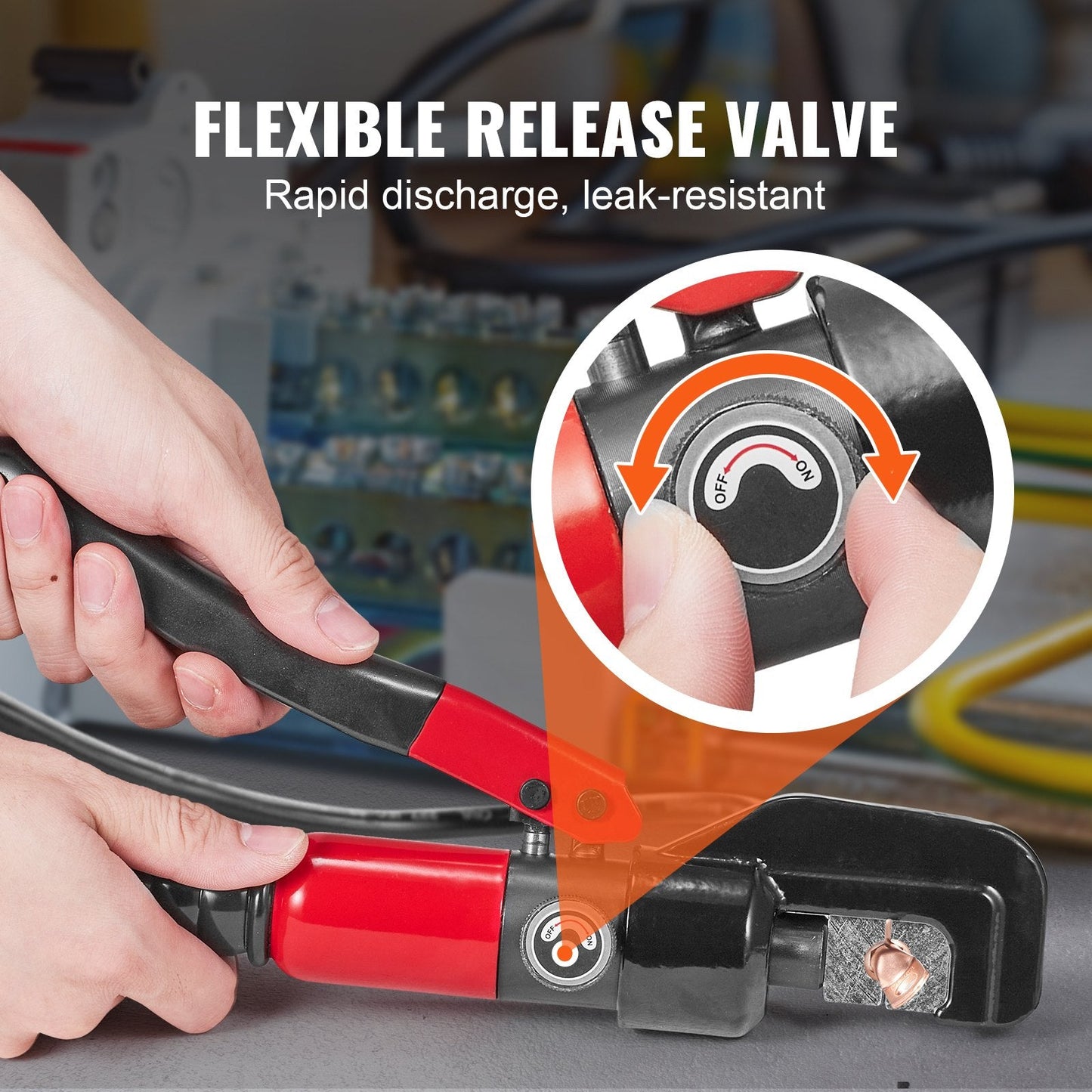 Hydraulic Crimping Tool Kit, AWG12-2/0, 3.48 kg, Steel, Rotatable Head, 9 Dies