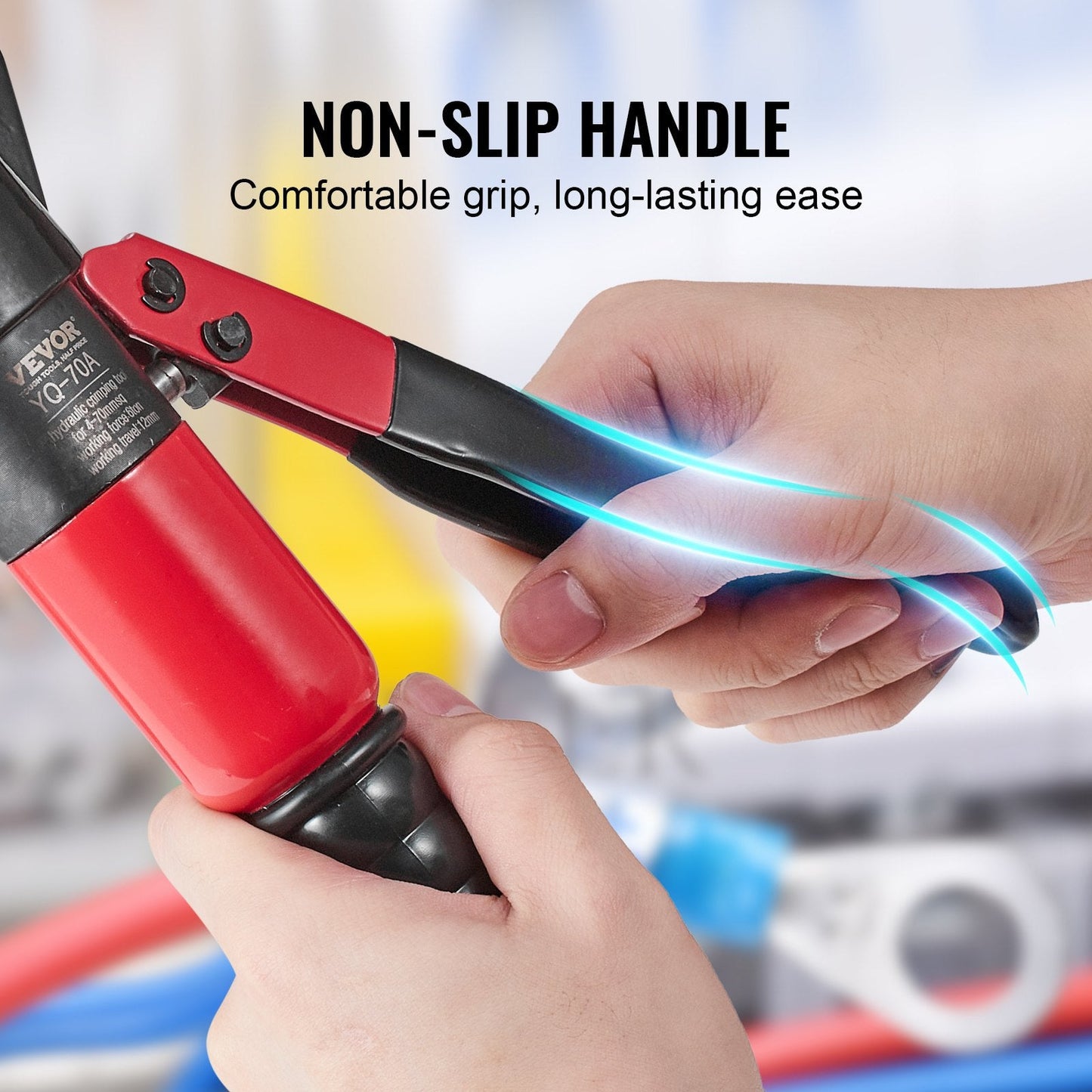 Hydraulic Crimping Tool Kit, AWG12-2/0, 3.48 kg, Steel, Rotatable Head, 9 Dies