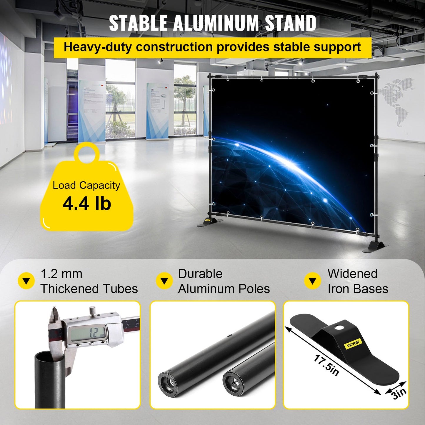 VEVOR Telescopic Backdrop Banner Stand 8' x 8' Banner Stand Adjustable Step and