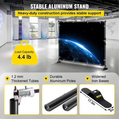 VEVOR Telescopic Backdrop Banner Stand 8' x 8' Banner Stand Adjustable Step and