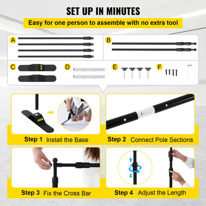 VEVOR Telescopic Backdrop Banner Stand 8' x 8' Banner Stand Adjustable Step and