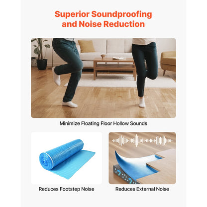 Floor Underlayment 18.6 m² 3mm 3-in-1 Vapor Barrier for Laminate Blue