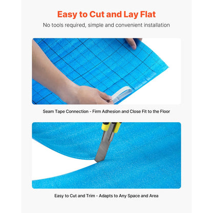 Floor Underlayment 18.6 m² 3mm 3-in-1 Vapor Barrier for Laminate Blue