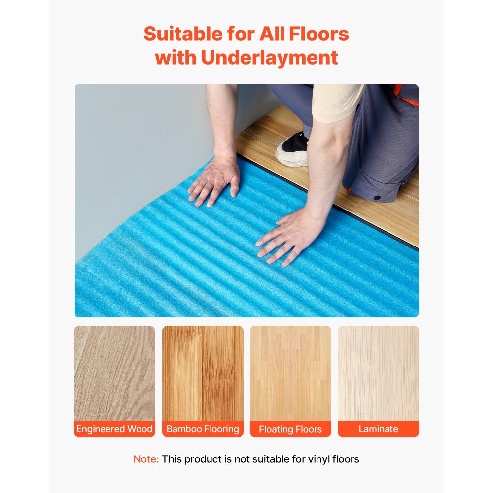 Floor Underlayment 18.6 m² 3mm 3-in-1 Vapor Barrier for Laminate Blue
