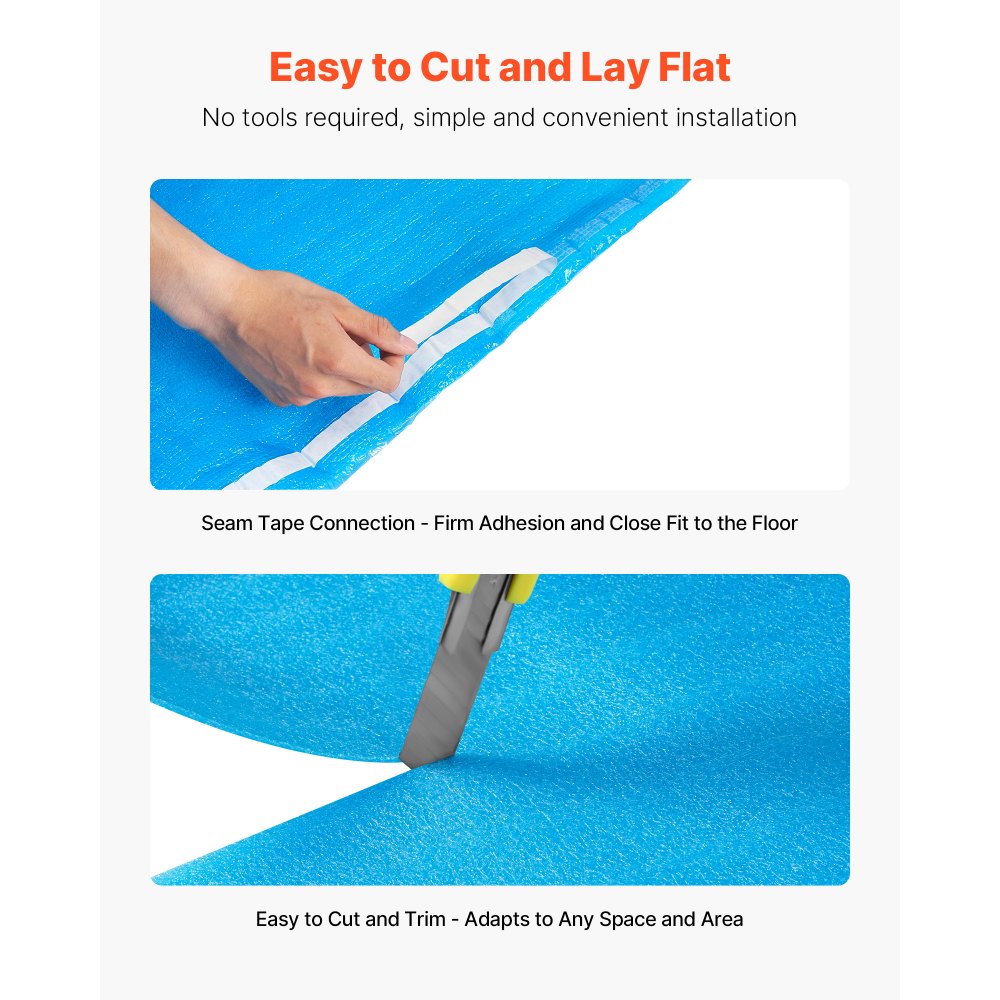 Floor Underlayment 27.9 m² 3mm 3-in-1 Vapor Barrier for Laminate Blue